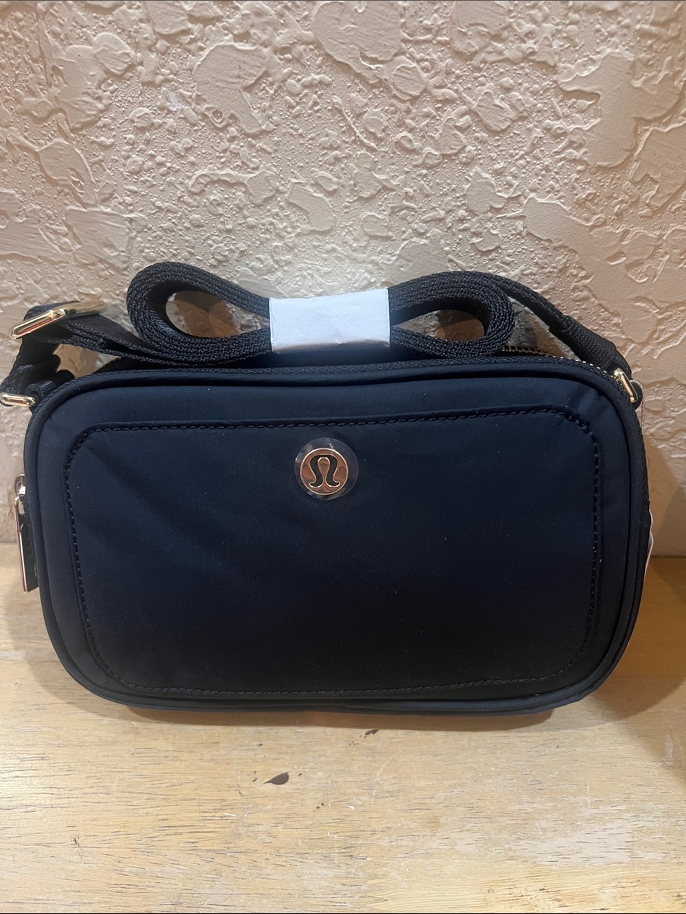 lululemon athletica Black Crossbody Camera Bag with Gold Logo